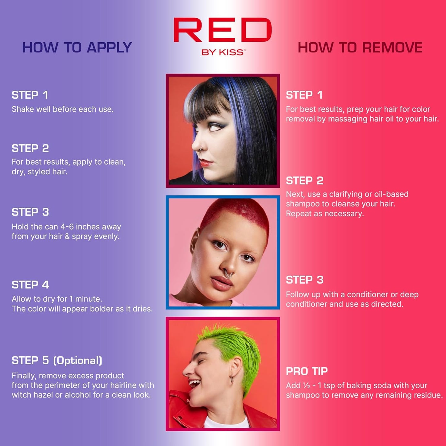 Red by Kiss Tintation Temporary Hair Color Spray 2.82oz, Quick-Dry & Smudge-Proof, Vivid Color Washable Hair Dye, Styling Spray Cosplay Halloween Birthday Party Festival (Atomic Pink)