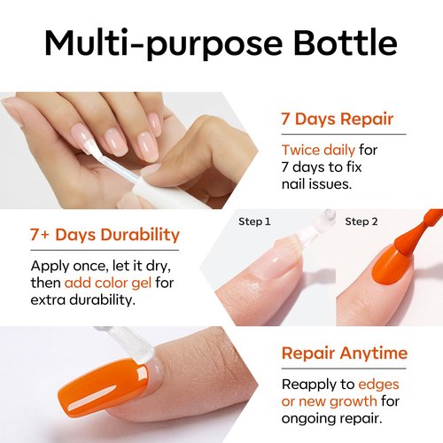 modelones Nail Strengthener and Growth Scented Nail Repair for Damaged Nails Hardener Extra Strong and Growth 3-in-1 Repair Mode Gifts for Women 13.5ml 0.46 Fl Oz