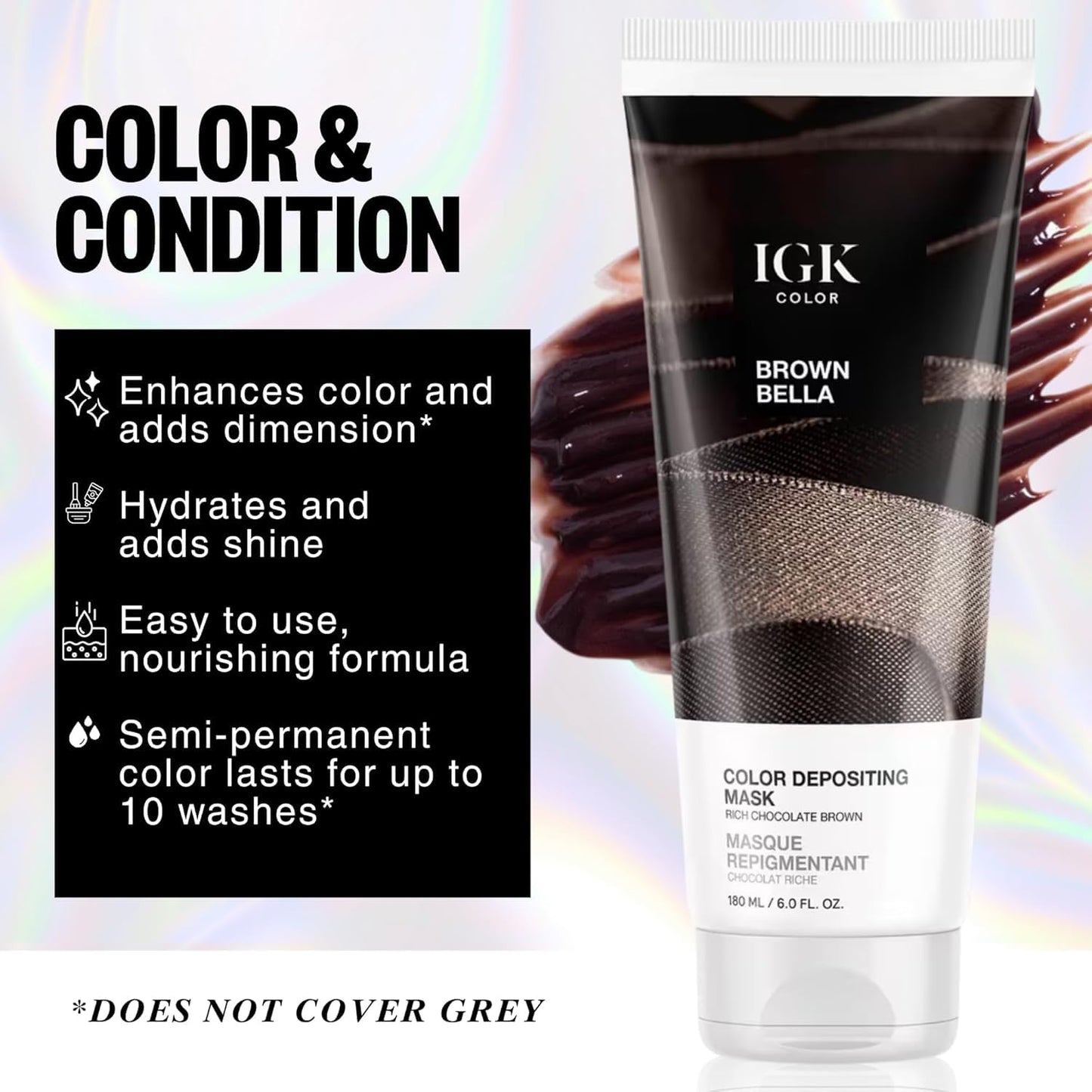 IGK Hair Gloss Toner & Depositing Mask Set - Brown Bella Chocolate Brown | Semi-Permanent Shine & Tone