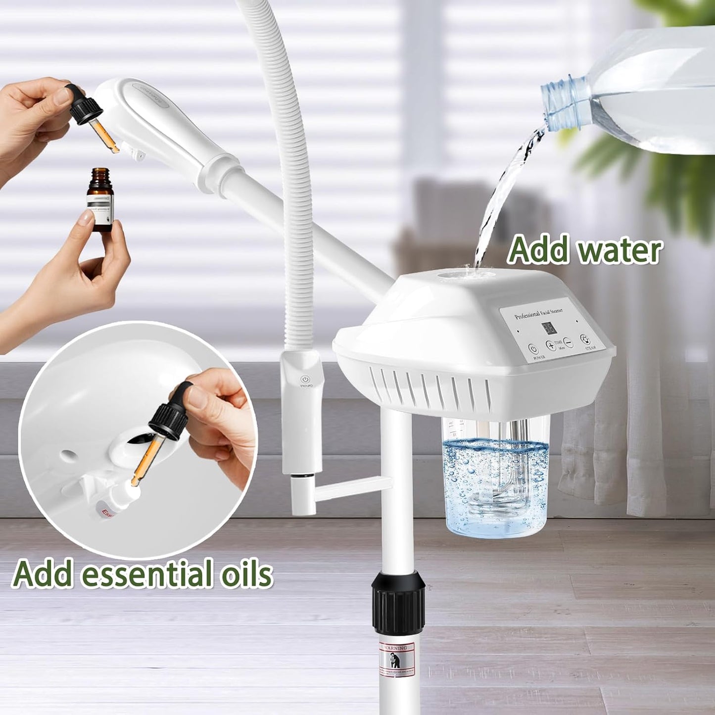 Skiennix Professional Facial Steamer - 2-in-1 Ozone Face Steamer with 5X Magnifying Lamp | Ideal for Home or Spa Use