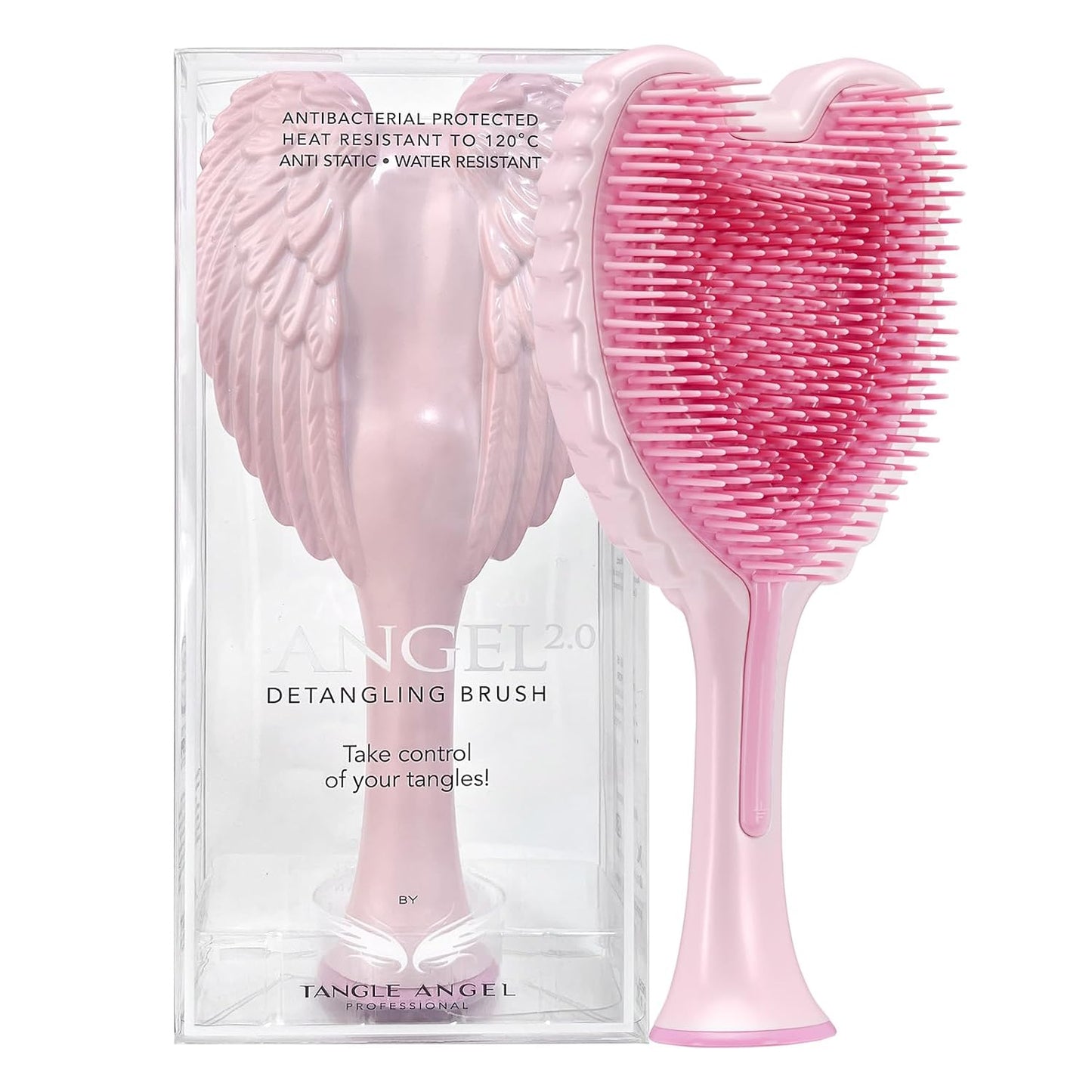 Tangle Angel Detangling Hair Brush - Anti-Static Wing Design for Effortless Styling | Gloss Pink