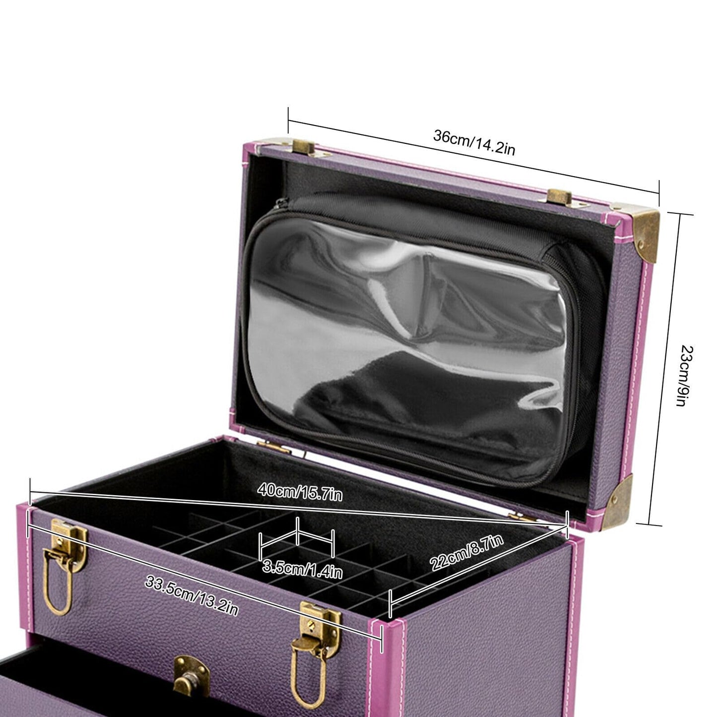 EcoTypee Rolling Makeup Case Cosmetic Train Case Trolley Storage Polish Organizer Purple