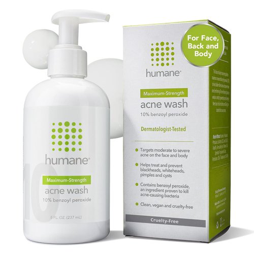 Humane Benzoyl Peroxide Acne Body Wash - Maximum-Strength Treatment for Face & Body - 8 Fl Oz - Vegan & Cruelty-Free