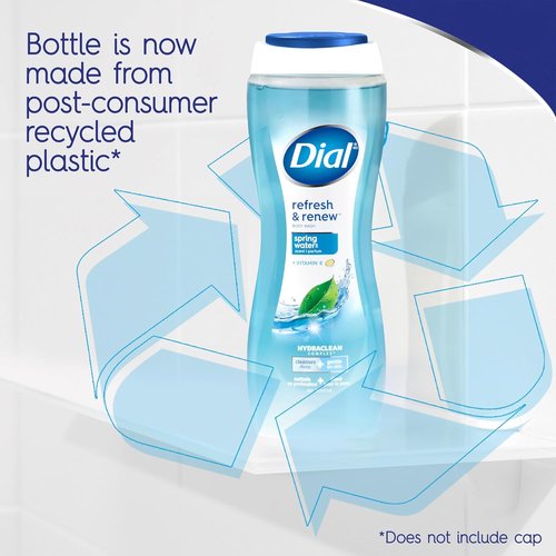 Dial Body Wash - Refresh & Renew Spring Water, 16 Fl Oz | Hydraclean Complex & Vitamin E, Gentle Formula