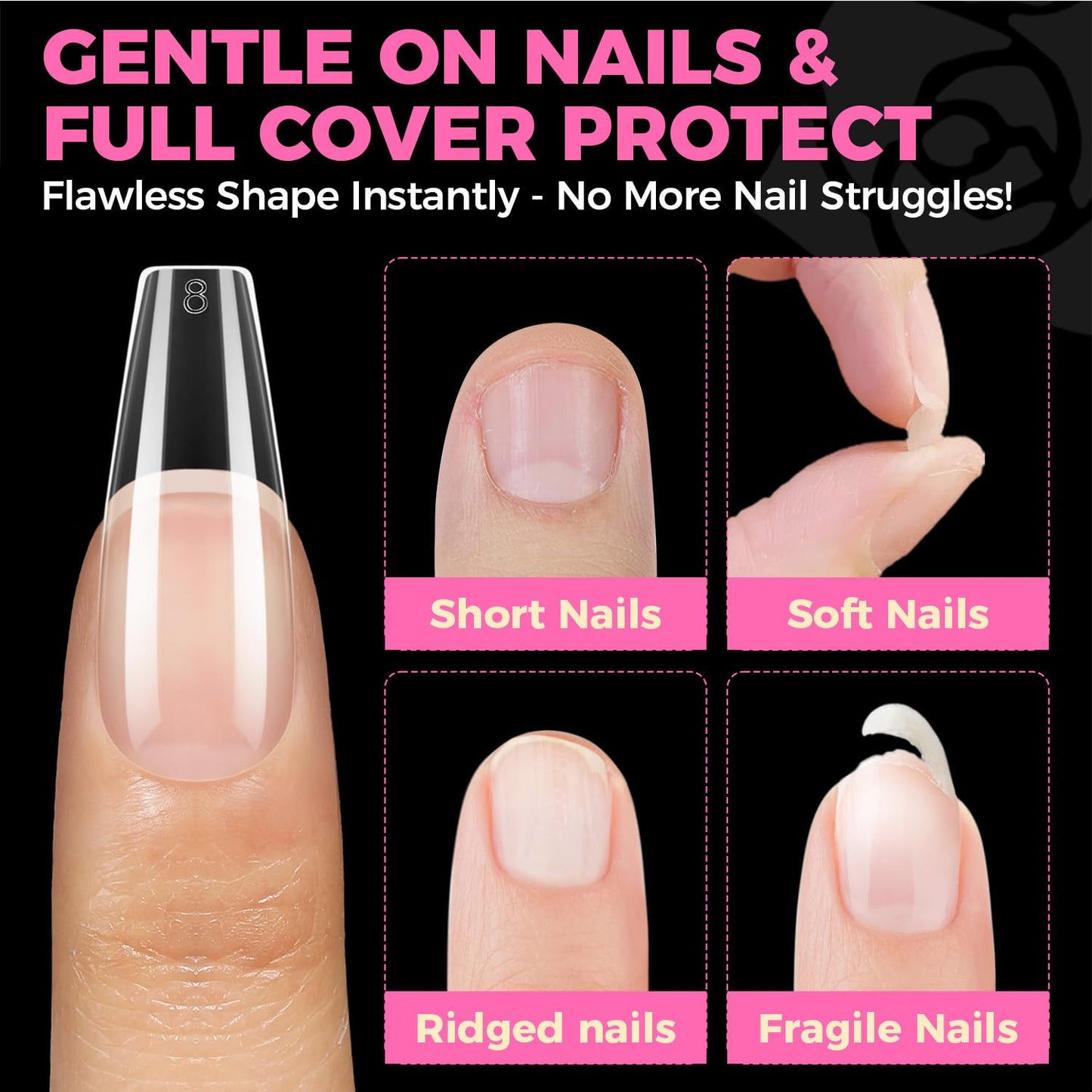UNA GELLA Gel Nail Glue, Solid Nails Gl ue Gel 40g Lamp Curing Needed Soak Off G LUE Strong Nail G LUE G el for Acrylic Fake Nails Tips Extension Press On Nails for Gelly Tips