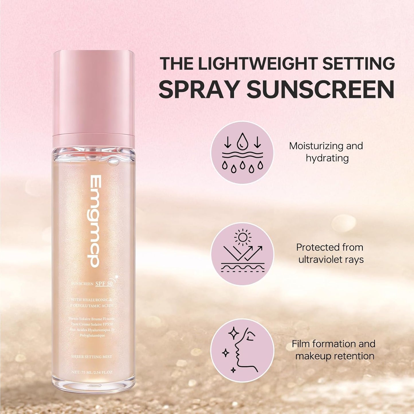 Skiennix Sheer Setting Mist Sunscreen SPF 50 - Hydrating Shimmering Body Oil Mist for Face & Body (1pc)
