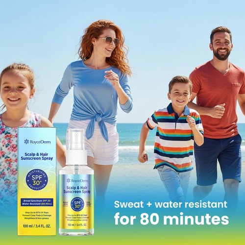 Scalp Sunscreen Spray SPF 30+ by [Brand Name] - UV Protection, 80-Min Water-Resistant, Non-Greasy - 100ml