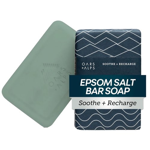 Oars + Alps Exfoliating Bar Soap for Men - Deep Cleaning with Epsom Salt, All Skin Types, 1 Pack