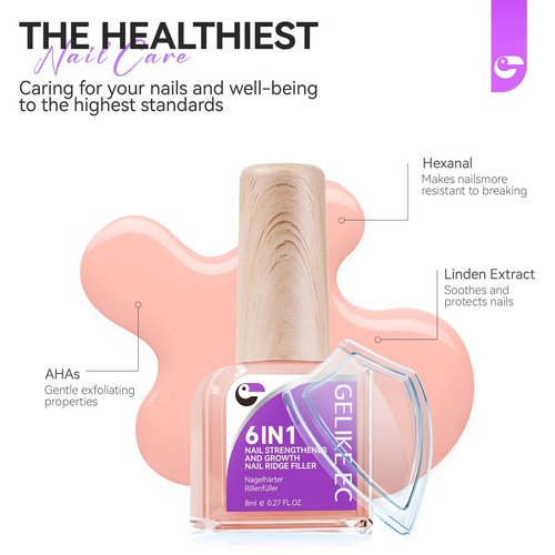 Nail Strengthener Protein for Damaged Nails: Pink 6 in 1 Natural Nail Hardener Extra Strong and Growth - Long Lasting Repair for Damaged Nails - Growth Oil for Salon Home Daily Work