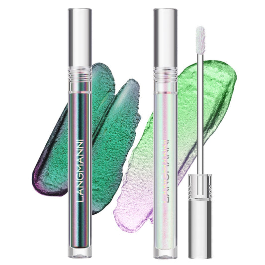 Jolilab Metallic Liquid Chameleon Eyeshadow, Multi-Dimensional Eye Looks, Long-lasting Holographic Glitter Multichrome Eyeshadows Makeup (#Peacock+#GX013)