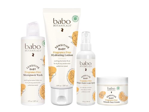 Babo Botanicals Baby Care Essentials Gift Set | Fragrance-Free Skincare & Bath for Delicate Skin - 5 Items