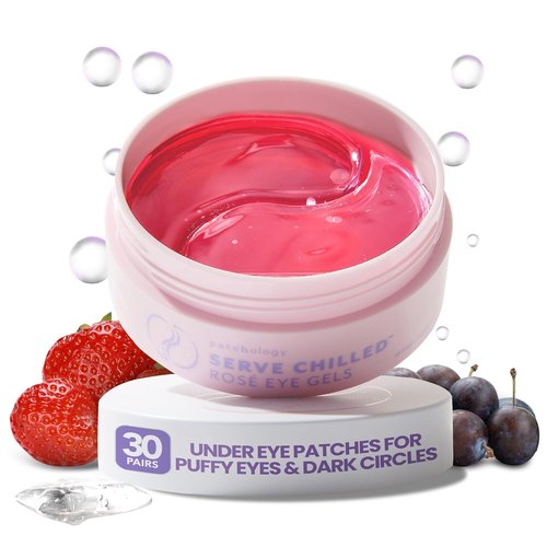 Patchology Serve Chilled Rosé Eye Patches - Hydrating & Antioxidant-Infused Masks for Dark Circles & Puffiness - 30 Pairs