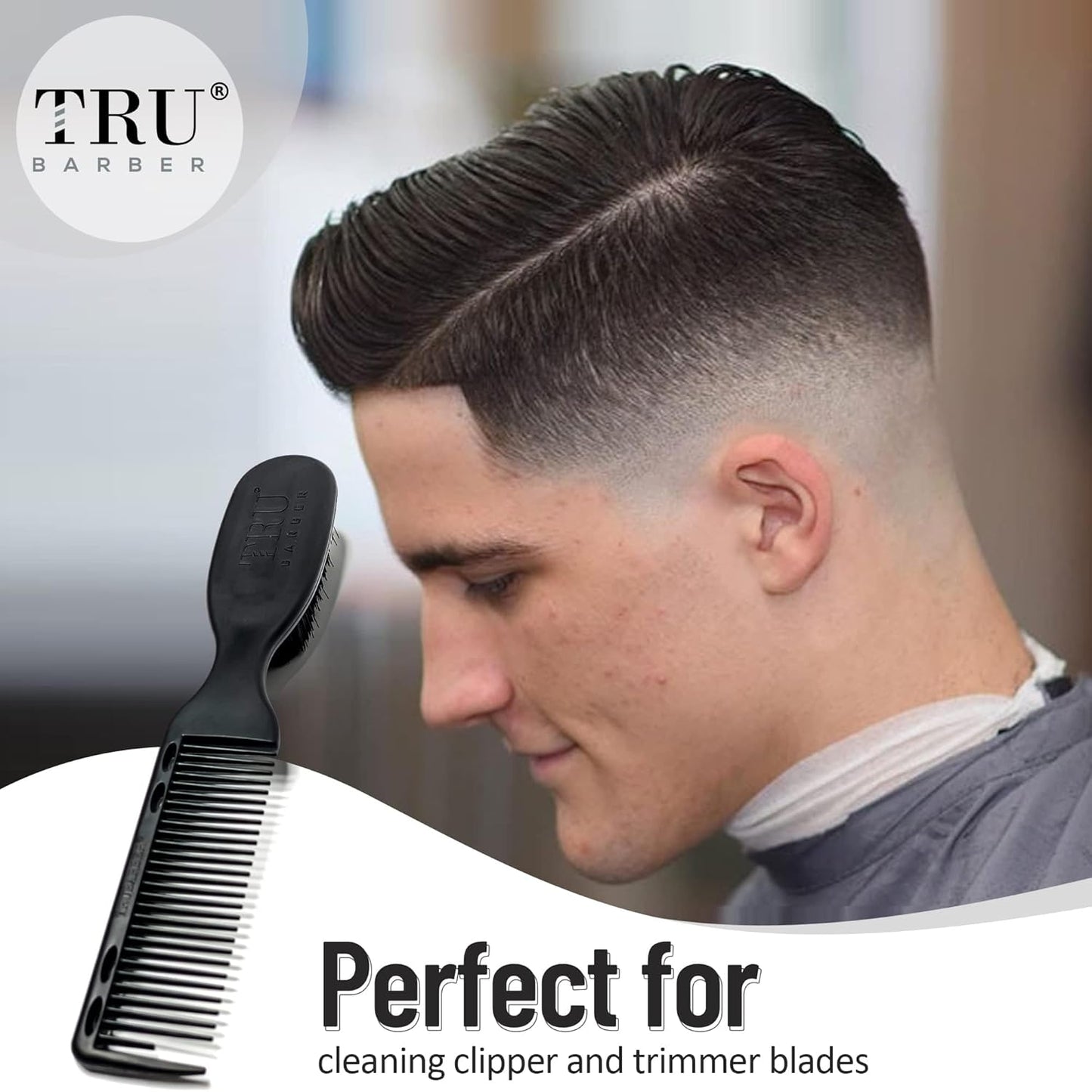 TRU BARBER Pro Fading Brush Set - 2PCS Barber Fade & Cleaning Brushes for Clippers and Beard Styling