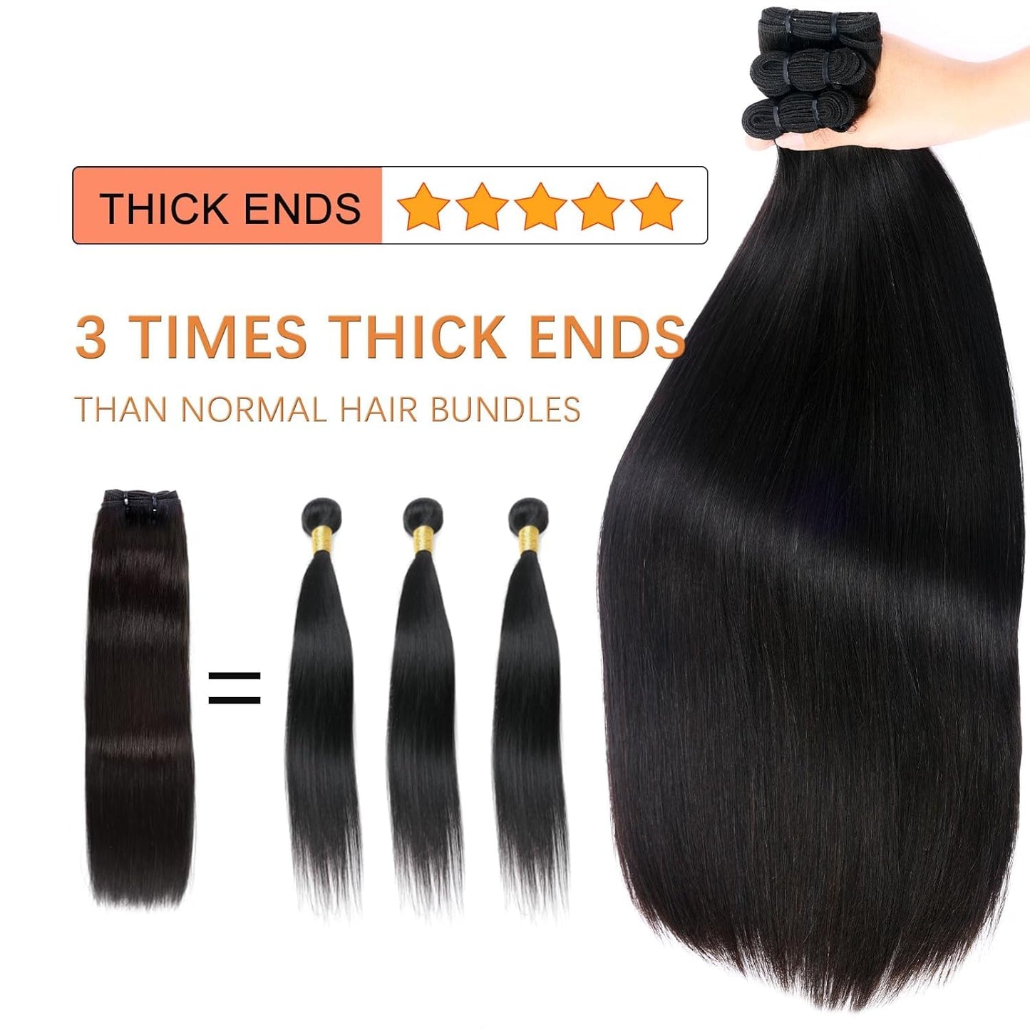 Silky Hair Raw Human Hair Single Bundle, Use Naturally Straight RAW Hair Stay Bone Straigh Silky Hair Keep Straight And Remains Soft Without Tangles 50g for Women (14 INCH)