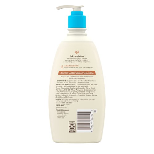 Aveeno Baby Gentle Body Wash & Shampoo with Natural Oat Extract, Tear-Free, Paraben-Free & Phthalate-Free Formula for Baby’s Sensitive Hair & Body, Lightly Scented, 18 fl. oz, 3 Pack