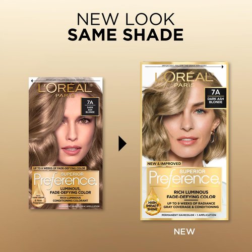 L'Oreal Paris Hair Color - Superior Preference Luminous Fade-Defying Dark Ash Blonde 7A | 1 Kit for 9 Weeks of Radiance