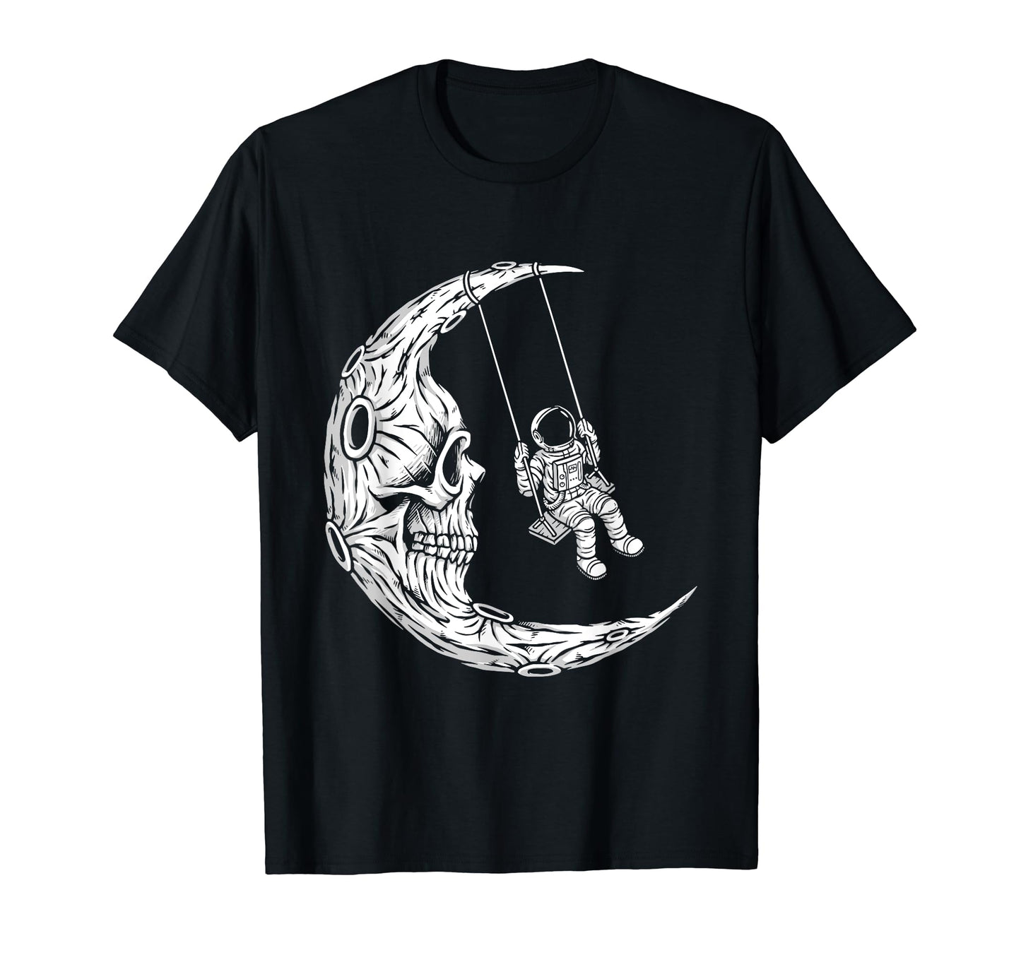 Astronaut Swinging Moon Skull Halloween Costume Skeleton T-Shirt