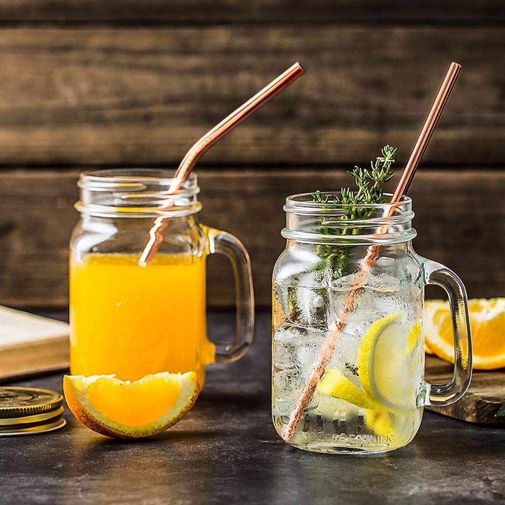 Hiware 12-Pack Black Stainless Steel Straws Reusable with Case - Metal Drinking Straws for 30oz and 20oz Tumblers Dishwasher Safe, 2 Cleaning Brushes Included