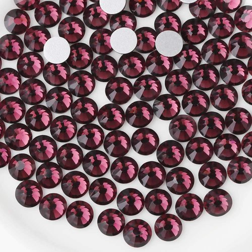 Beadsland 2880pcs Flat Back Crystal Rhinestones Round Gems for Nail Art and Craft Glue Fix, Amethyst, SS16,3.8-4.0mm