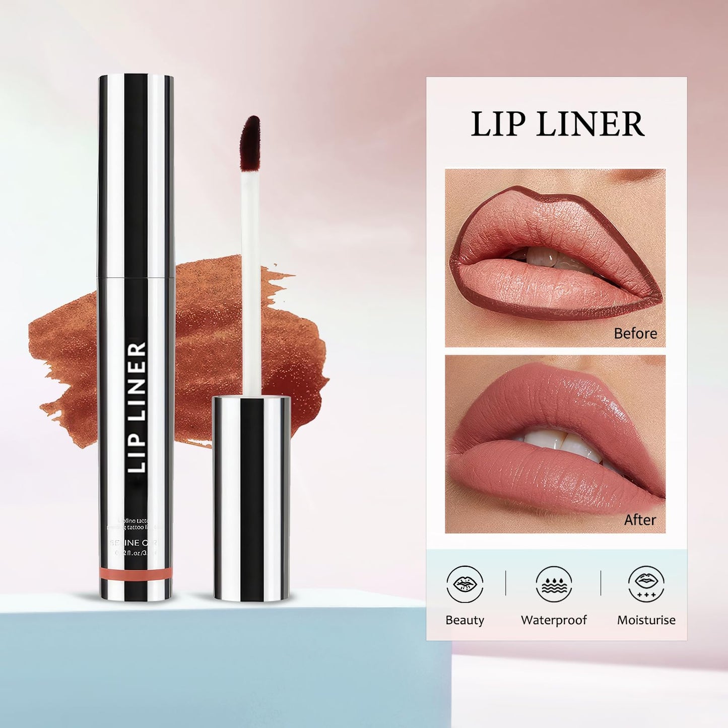 SELINE GIRL Peel Off Lip Liner Stain Velvet Tint – Long-Lasting, Moisturizing, Non-Sticky Matte Lip Lacquer, Highly Pigmented, Smudge-Proof Liquid Lipstick Makeup (light brown)