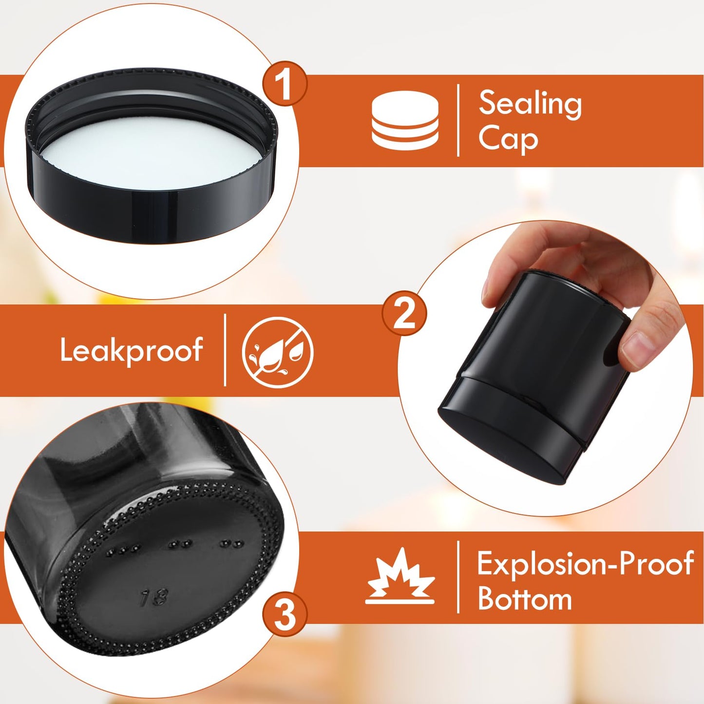 Norme 24 Pcs 4 oz Glass Jars with Lids Leakproof Round Airtight Empty Cosmetic Jars with Inner Liners Lid for Storing Lotions Powder Ointments Candle Making (Black)