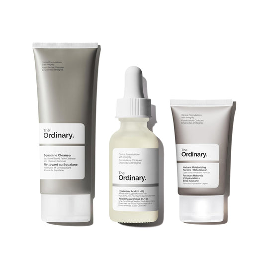 The Ordinary Hydrating Collection - Oily Skin Care Bundle with Hyaluronic Acid & Squalane Cleanser | 3-Piece Set