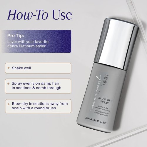 Kenra Platinum Blow-Dry Spray - Time-Saving Heat Protectant | Smooths, Detangles & Softens | For Medium To Coarse Hair