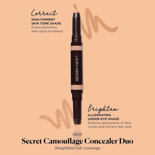 Laura Mercier Secret Camouflage Concealer Duo - Brighten & Correct, Full Coverage for Face & Under Eyes