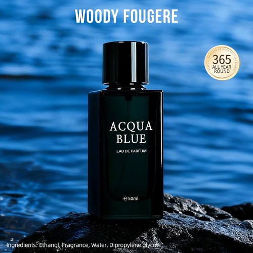 Acqua Blue Eau de Parfum for Men - 50ml Fresh Woody Fougere Cologne with Citrus & Mint Notes