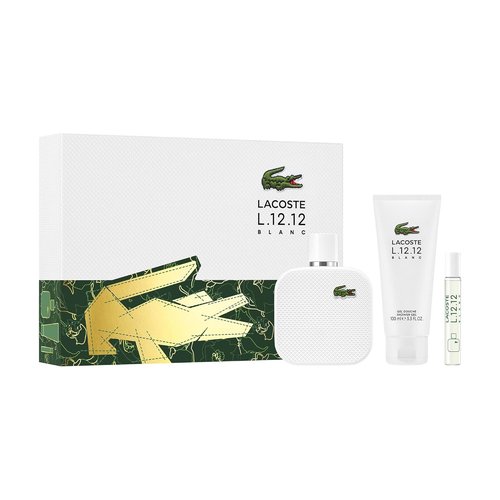 Lacoste L.12.12 Blanc | Elegant 3-Piece Fragrance Set for Men - Fresh & Invigorating Scents