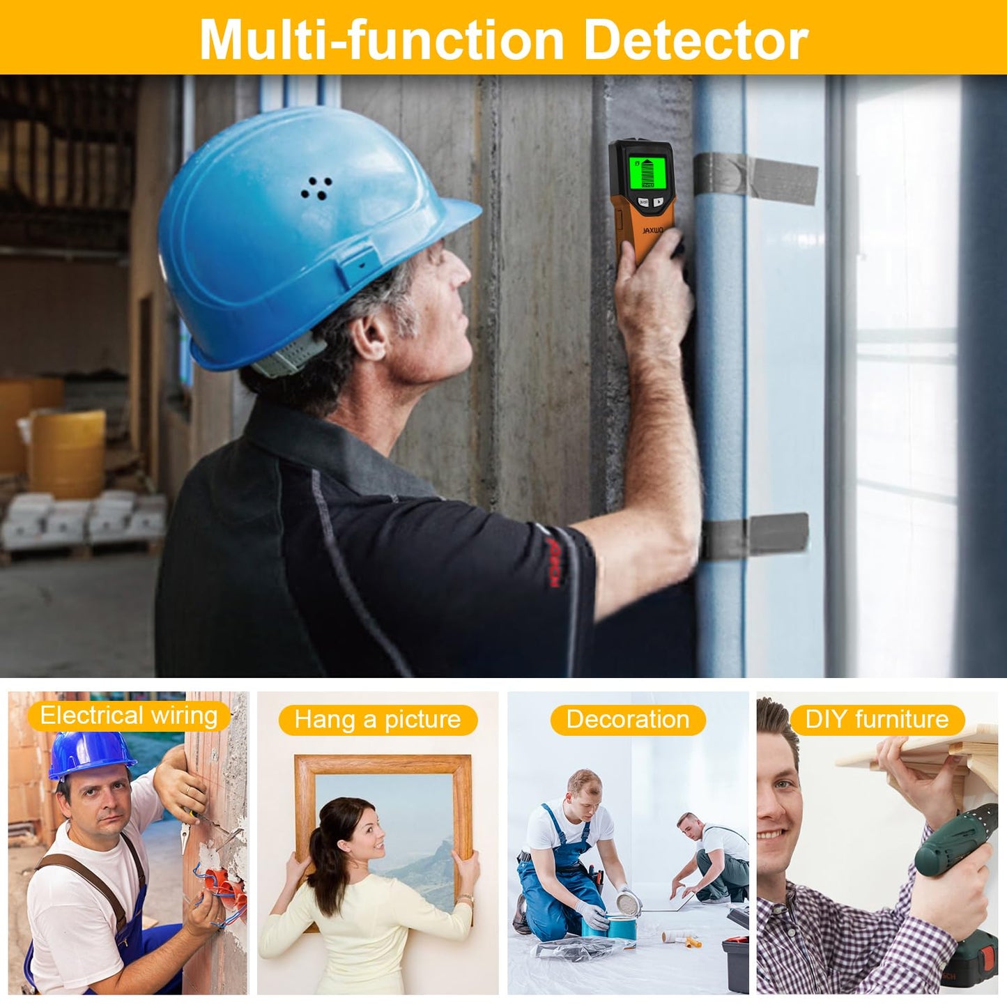 Stud Finder Wall Scanner - 5 in 1 Stud Finder Tool w/Smart Chip and HD LCD Display, Stud Detector Beam Finders for the Center and Edge of Wood AC Wire Metal Studs Joist Pipe (‎Dark Aqua)