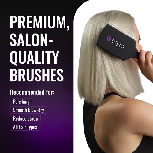 ERGO Ionic Paddle Hair Brush - Large Detangling Brush for Shine & Smoothness | Ideal for Wet & Dry Hair