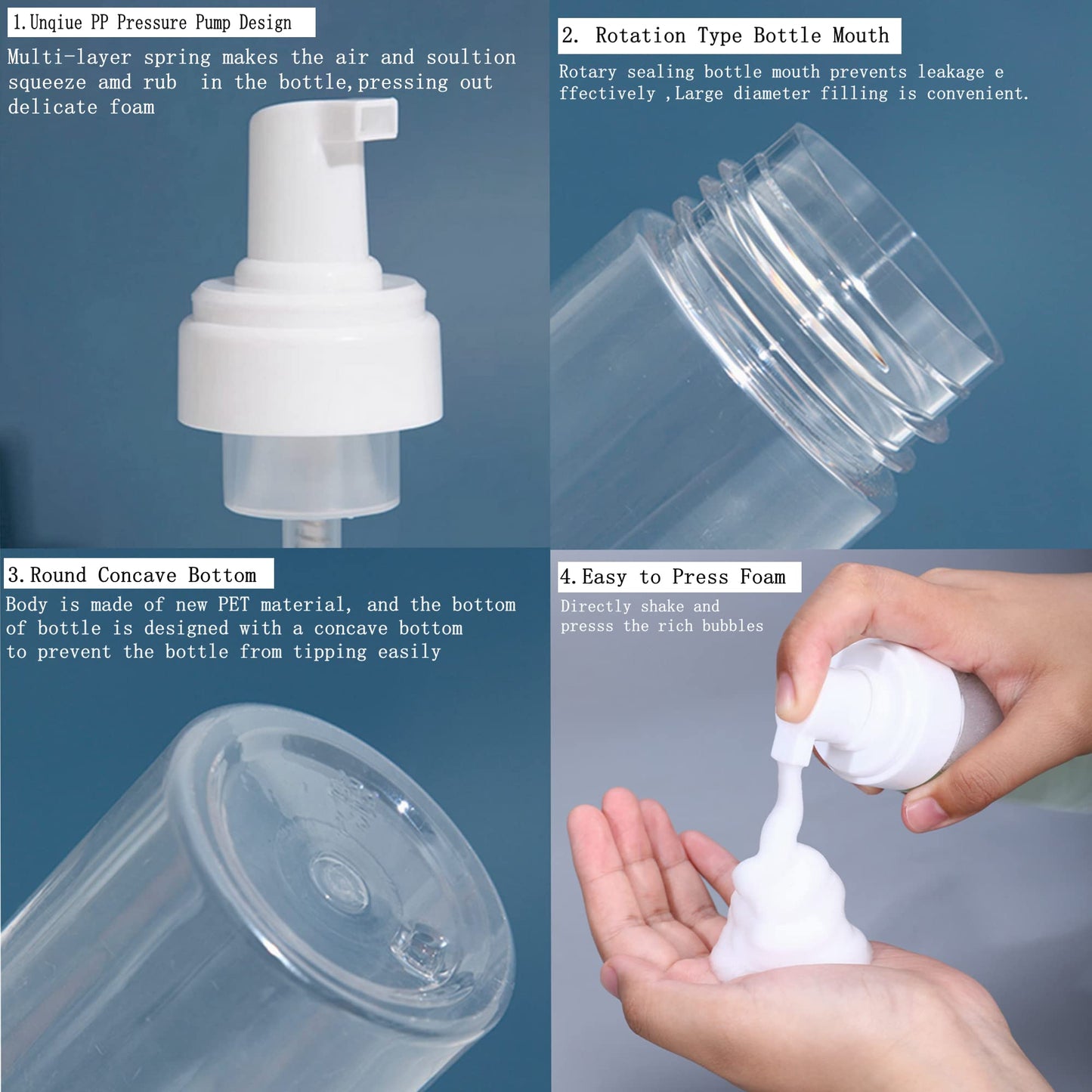 Foam Bottle Dispenser,2pcs 200ml/7OZ Foaming Pump Bottle Foam Soap Bottle Dispenser Transparent Empty Spray Bottles Foaming Hand Soap Dispenser Bottles Refillable Soap Dispenser