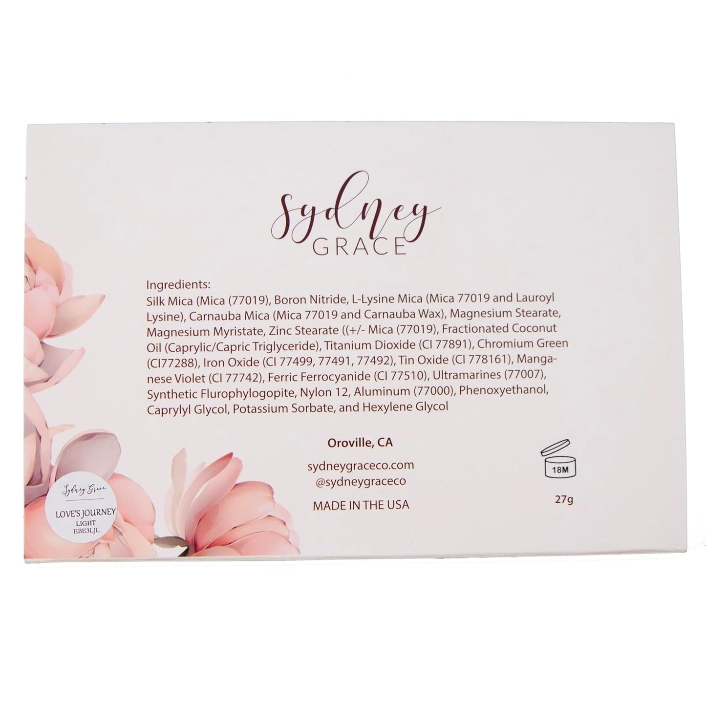 Sydney Grace Love's Journey Eye Shadow Palette - Vibrant Colors for Stunning Looks | Light Shades