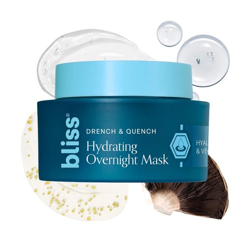Bliss Drench & Quench Hydrating Overnight Collagen Mask - Hyaluronic Acid for Elasticity & Glowing Skin