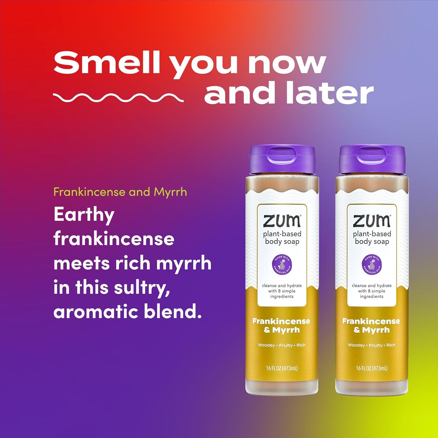 Zum Body Soap - Frankincense & Myrrh Scent - 16 Fl Oz | Set of 2 for Luxurious Skin Care