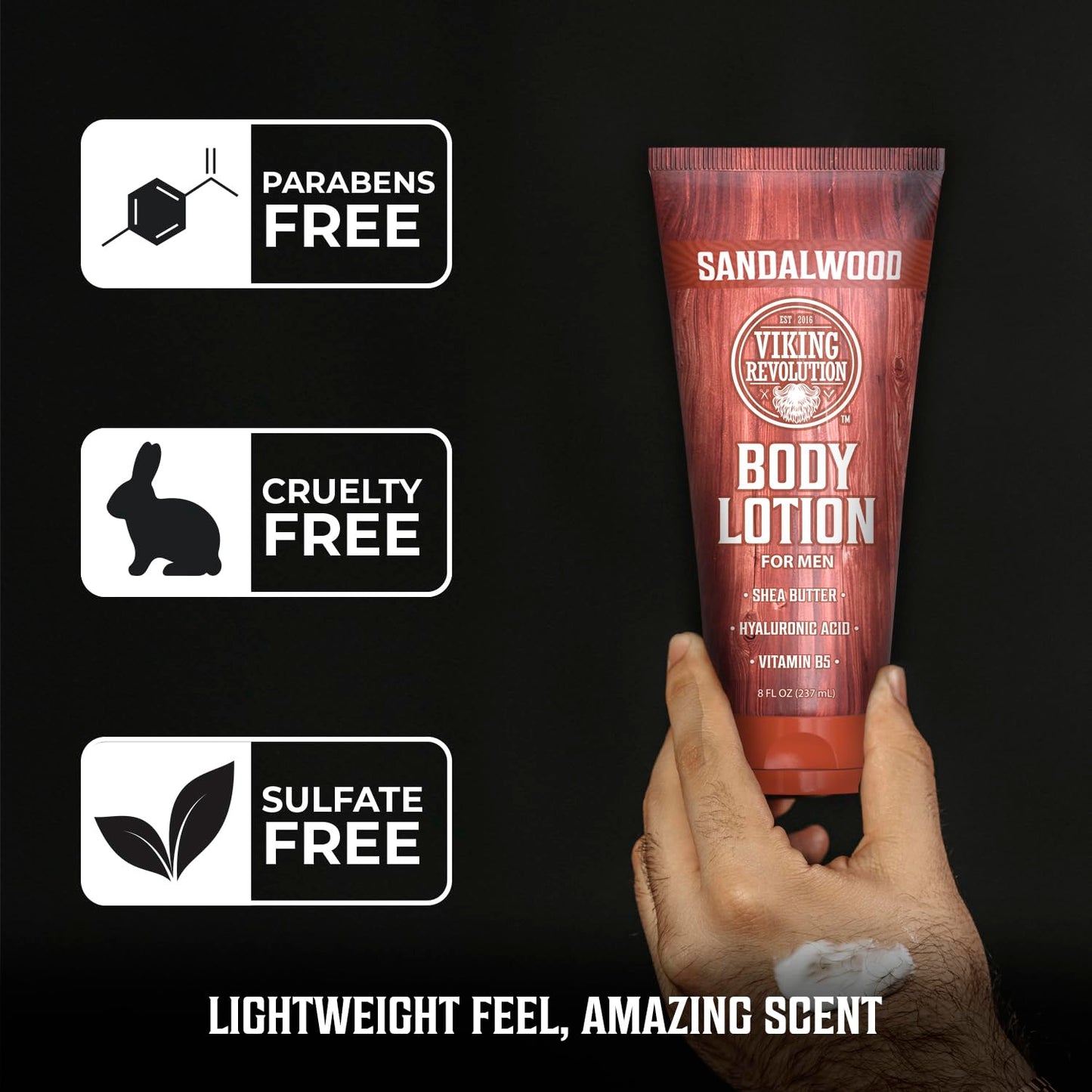 Viking Revolution Sandalwood Body Lotion for Men - Hydrating Lotion with Shea Butter & Vitamin B5 | 8oz