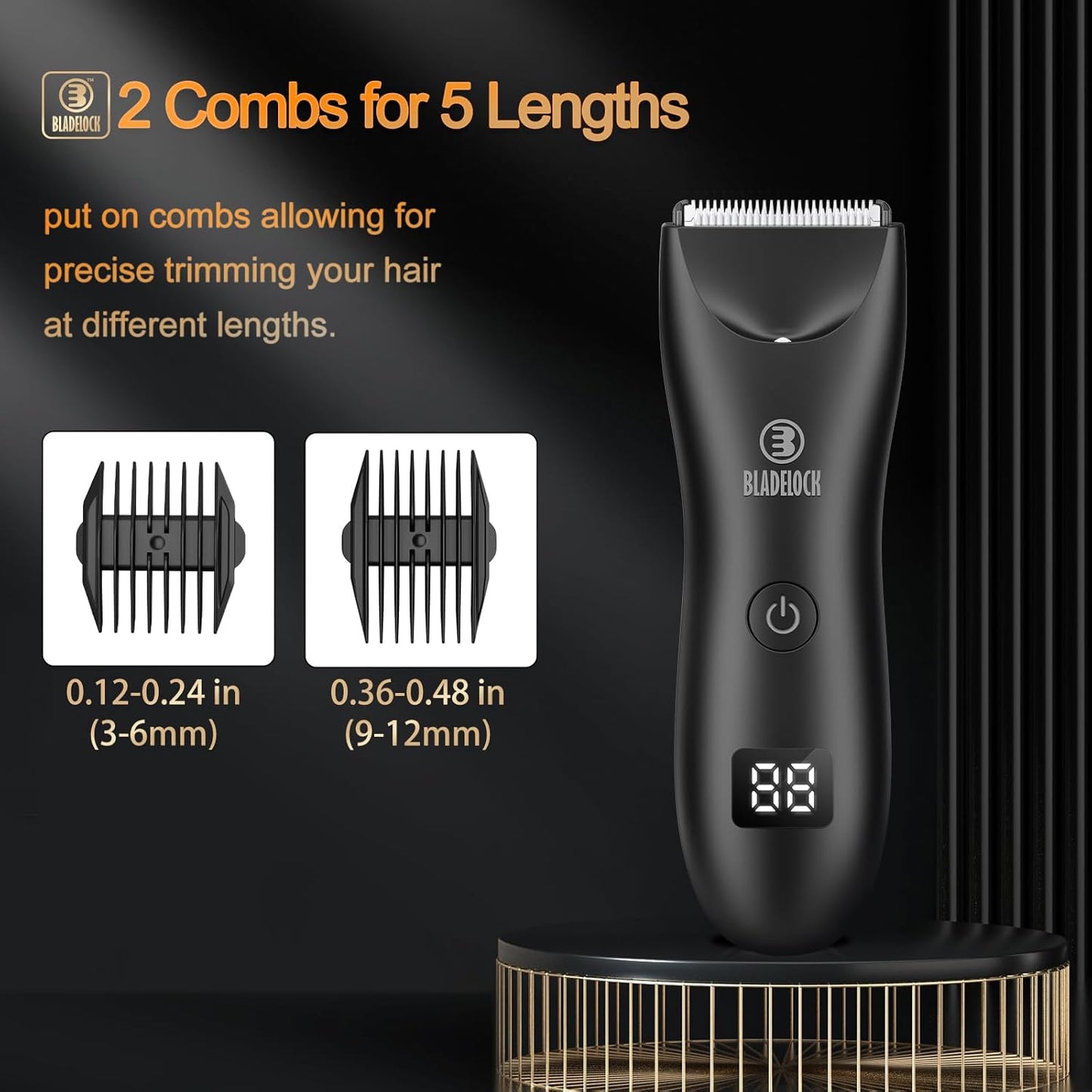 Skiennix Body Hair Trimmer - Electric Waterproof Grooming Kit with Ceramic Blade & LCD Display (Black)