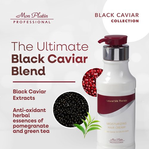 Mon Platin Professional Black Caviar Hair Cream - Luxurious Styling Cream for Smooth, Shiny Hair | 400ml
