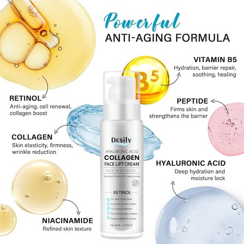 Regine Switzerland Neck Cream - Instant Face Lift & Anti-Aging Moisturizer | 6-in-1 Collagen, Retinol & Hyaluronic Acid Formula