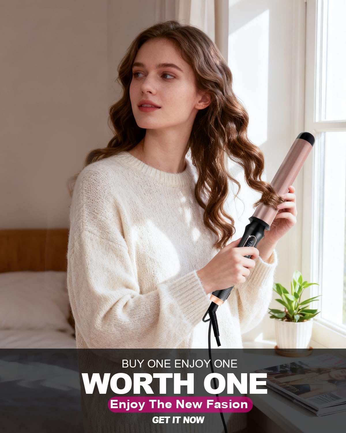 **Skiennix 1.5-Inch Curling Wand - Professional Clamp-Free Iron for Effortless Beach Waves**