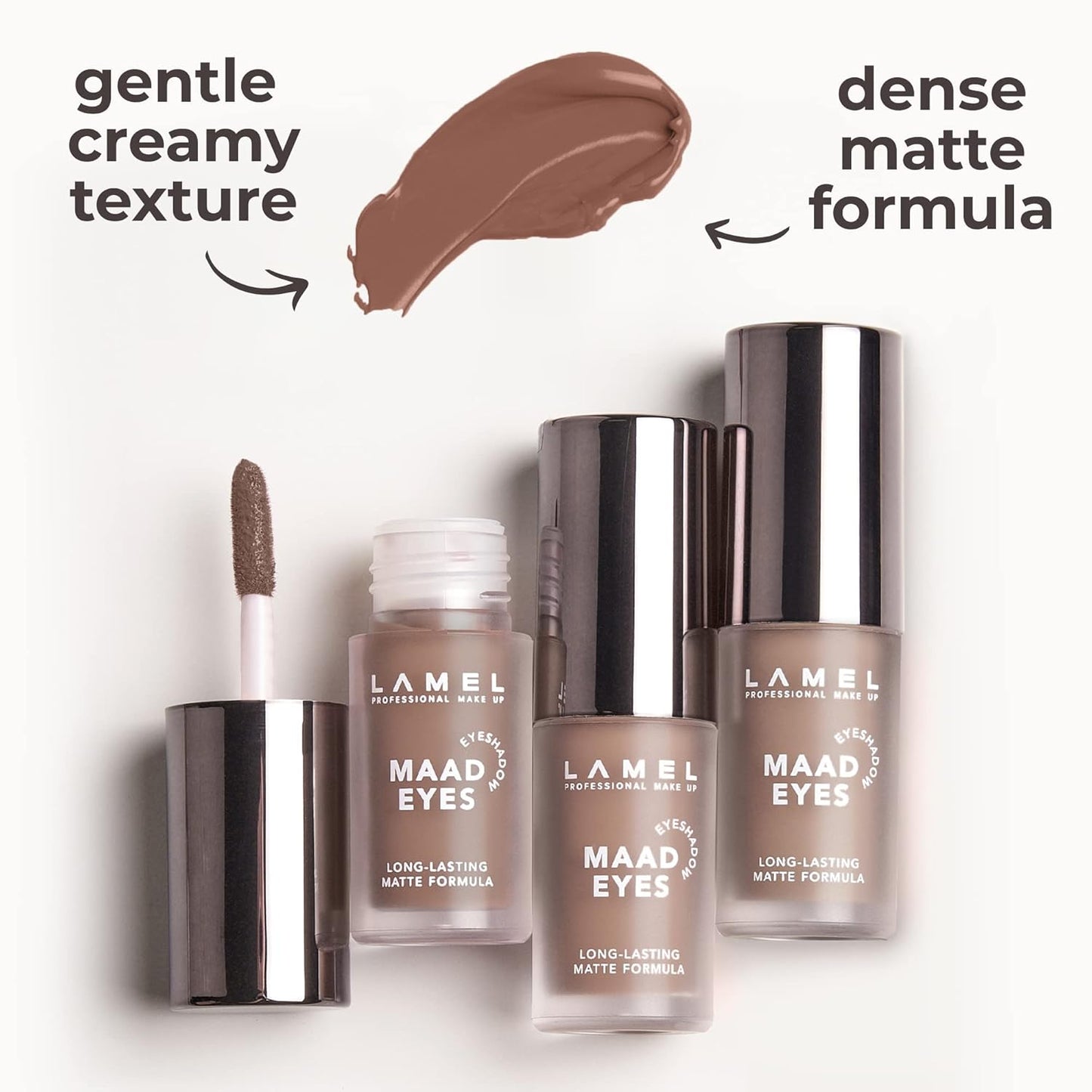 Lamel Matte Liquid Eyeshadow - Long-Lasting Waterproof Eye Tint - Hypoallergenic Brown Cream, 5.2ml