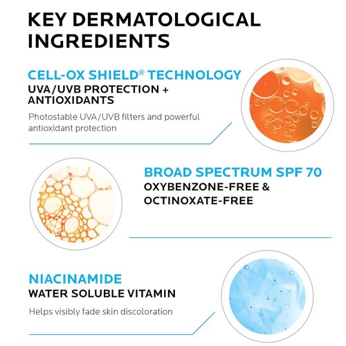 La Roche-Posay Anthelios Sunscreen Moisturizer SPF 70 - Anti-Aging Face Cream with Niacinamide for Even Skin Tone