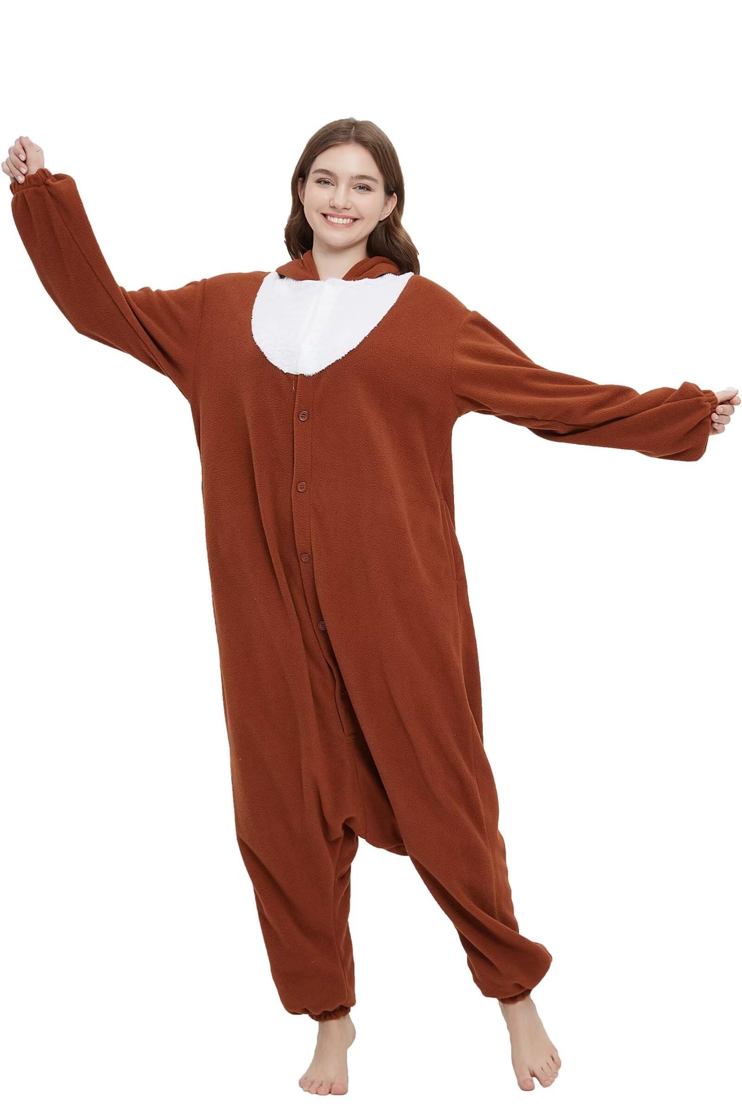 DarkCom Unisex Adult Cosplay Wolpertinger Onesie Halloween Costume Christmas Pajamas Sleepwear for Women Men Small