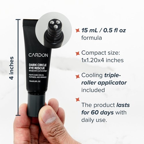 Cardon | Dark Circle Rescue Under Eye Roller | Reduces Puffiness & Wrinkles | Infused with Peptides & Niacinamide