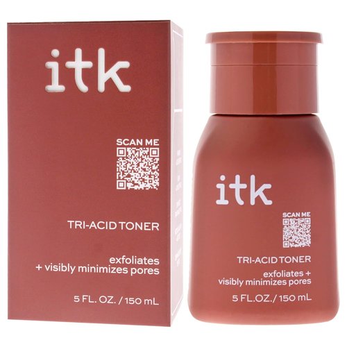 ITK Tri-Acid Facial Toner - Exfoliate & Minimize Pores with AHA, BHA, PHA + Niacinamide | 5 Fl Oz