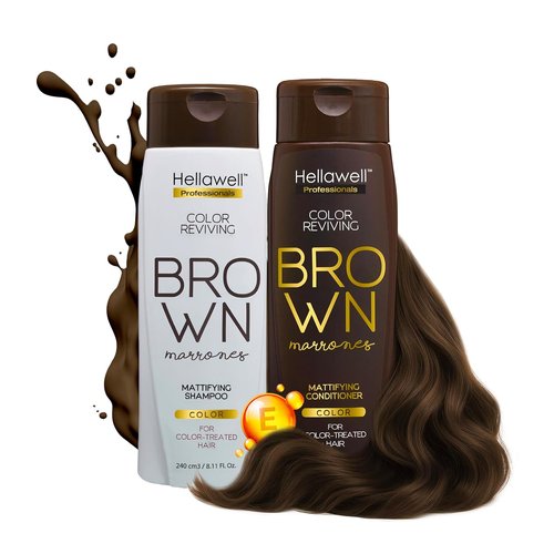 Professional Hair Coloring Kit - Color Reviving Shampoo & Conditioner Set | 100% Gray Coverage | Brown Tone 4.0