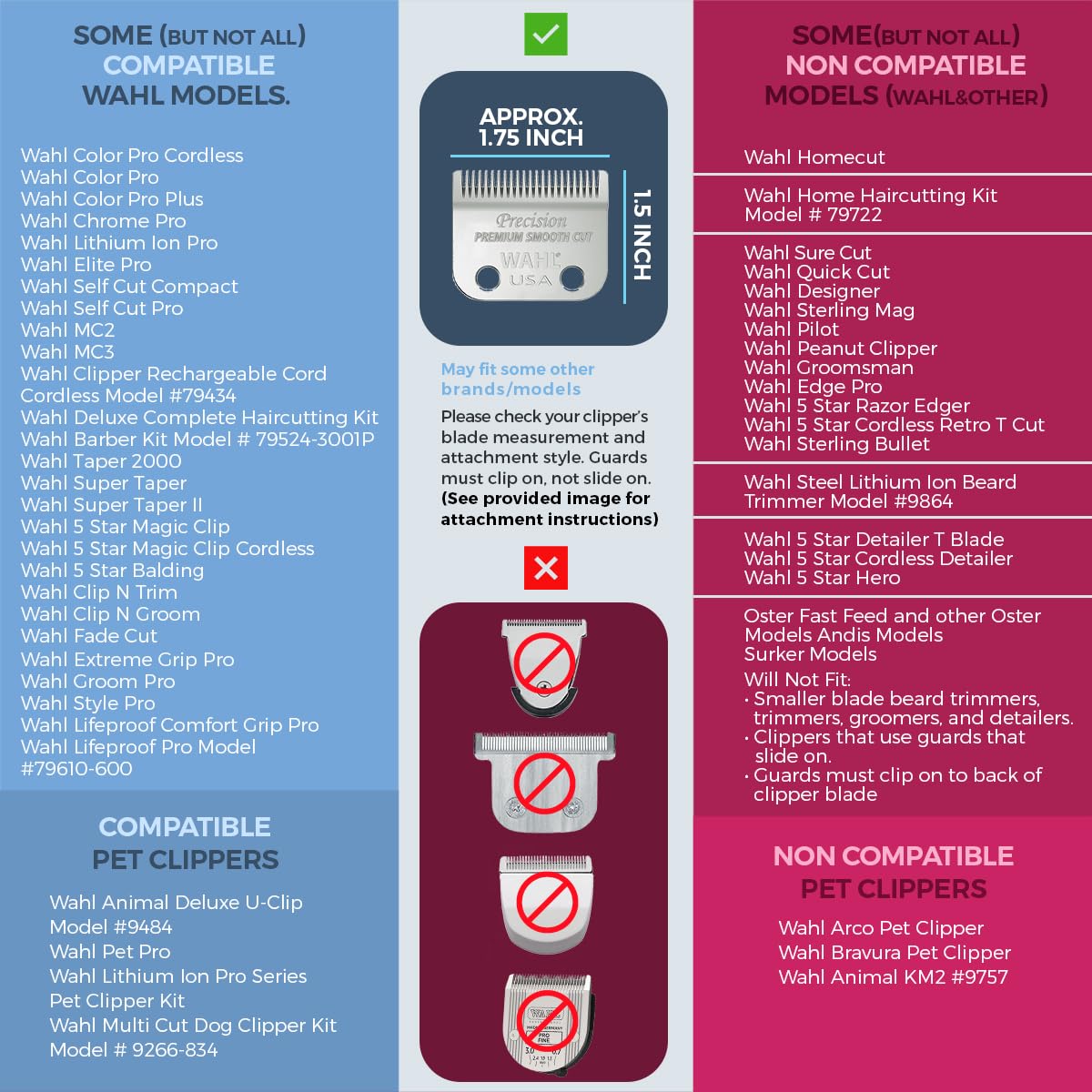 Clipquik Premium XL Clipper Guards for Most Wahl Clippers, Extra Long and Sturdy #20 18 16 14 12 10 (2.5 inch, 2.25", 2", 1.75", 1.5", 1.25") Large Clipper Guide Comb Set