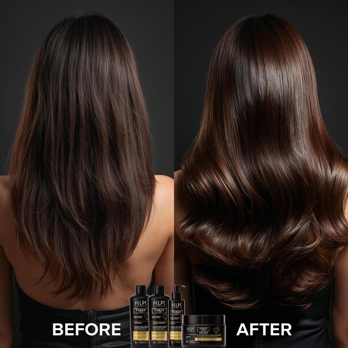 Felps Professional Force Gloss Leave-In Treatment - Marineplex & Glycolic Acid, 4.23 oz | Thermal Protection Up to 230°C for Stronger, Shinier Hair