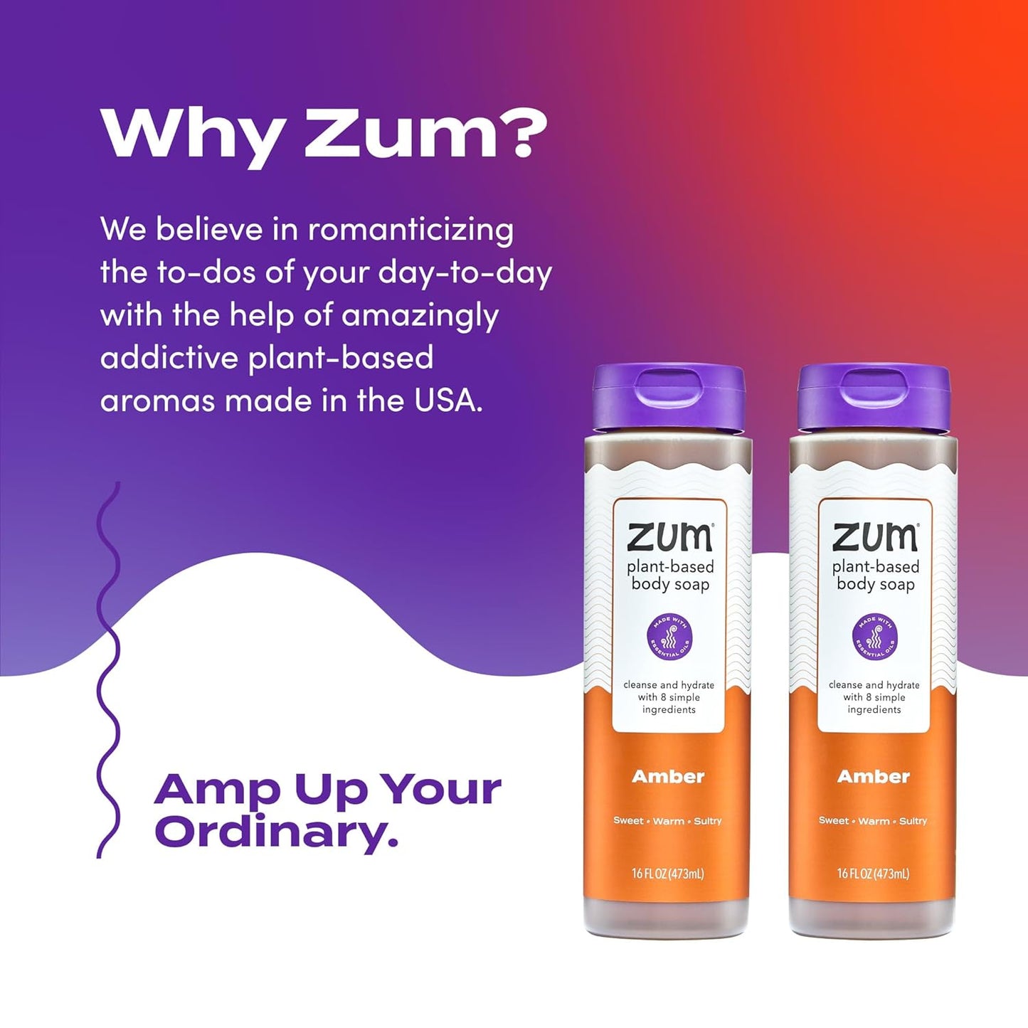 Zum Body Soap - Amber Scent - Nourishing Formula | 16 fl oz (2 Pack)